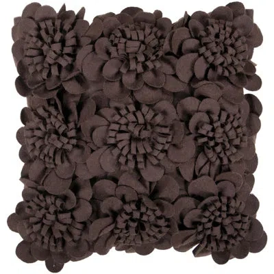 Livabliss Felt Garden Textural Wool Pillow Cover In Dark Brown