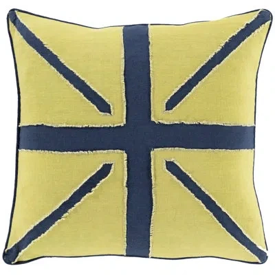 Livabliss Flag Linen Pillow Cover In Lime,navy