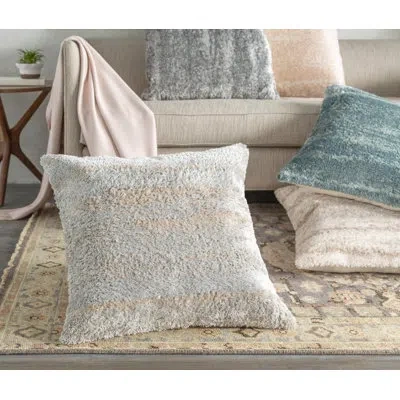 Livabliss Flokati Solid Border Throw Pillow In Aqua,pillow Cover Only - No Insert