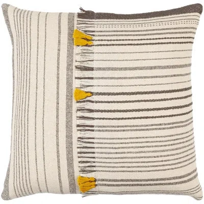 Livabliss Fringed Pillow Cover In Cream;tan;dark Brown