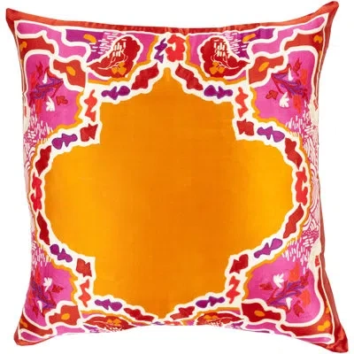 Livabliss Geisha Silk Floral Throw Pillow Cover In Orange\red