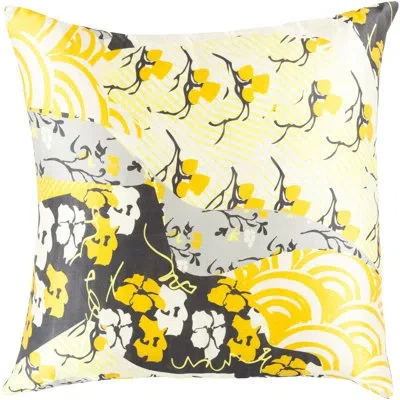 Livabliss Geisha Silk Floral Throw Pillow In Yellow,no Fill