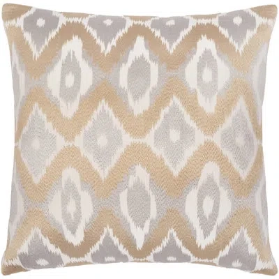 Livabliss Ikat Luxe Pillow Cover & Insert Throw Polyester In Ivory,tan,light Gray