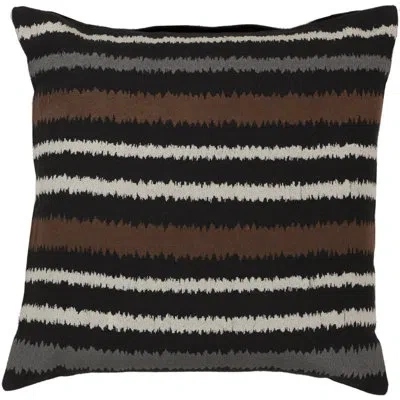 Livabliss Ikat Stripe Modern Vertical Stripe Linen Throw Pillow In Black,brown