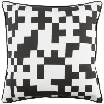 Livabliss Inga Puzzle Cotton Throw Pillow Cover In White,black,pillow Cover Only - No Insert