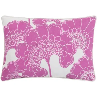 Livabliss Japanese Floral Rectangular Lumbar Pillow In Hot Pink,ivory