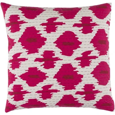 Livabliss Kantha 100% Cotton Ikat Pillow In Pink\red,pillow Cover Only