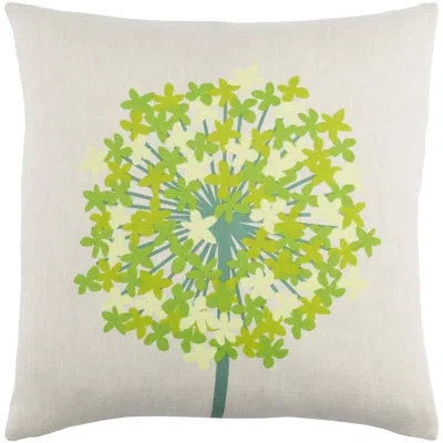 Livabliss Kismet Agapanthus Linen Throw Pillow In Teal,grass Green,lime,beige