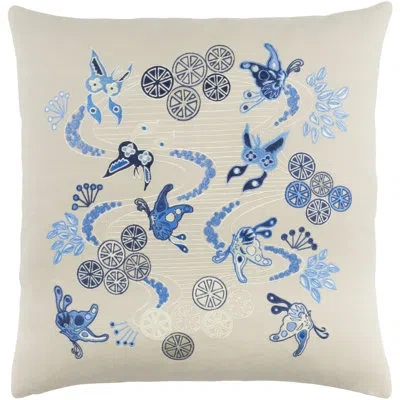 Livabliss Kismet Chinese River Square Linen Blend Pillow Cover In Brown,blue