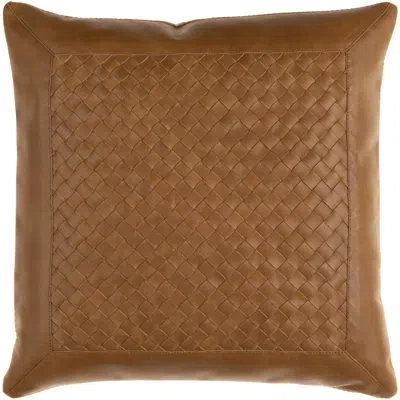 Livabliss Lawdon Square Leather Pillow Cover & Insert In Pillow Cover Only - No Insert