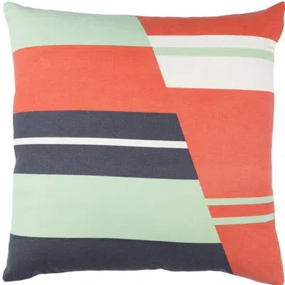 Livabliss Lina Square Zipped Cotton Throw Pillow In Orange,charcoal,mint,white