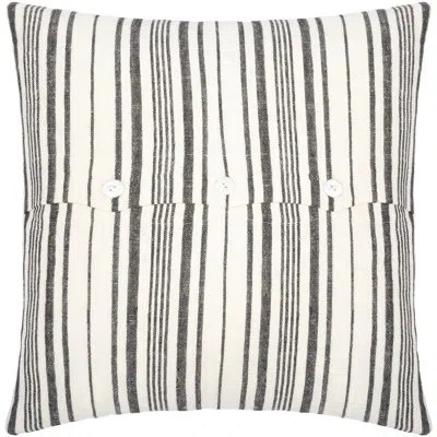 Livabliss Linen Stripe Buttoned Pillow Cover 2 Throw