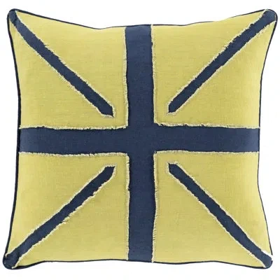 Livabliss Linen Throw Pillow In Yellow,navy