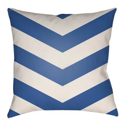 Livabliss Litchfield Chevon Outdoor Square Pillow Cover & Insert In Royal Blue,ivory