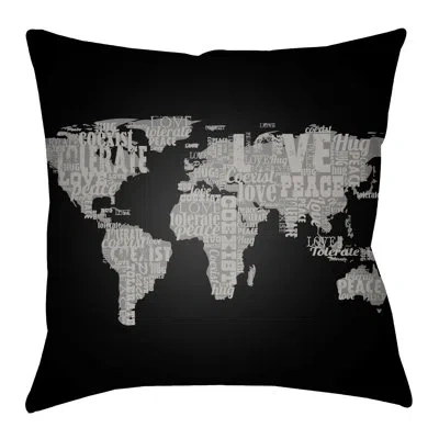 Livabliss Litchfield Global Global Indoor/outdoor Throw Pillow In Onyx Black,charcoal