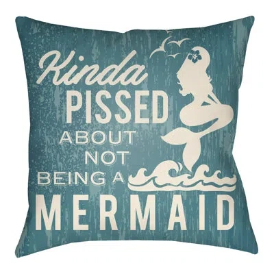 Livabliss Litchfield Mermaid Mermaid Indoor/outdoor Throw Pillow In Teal,ivory
