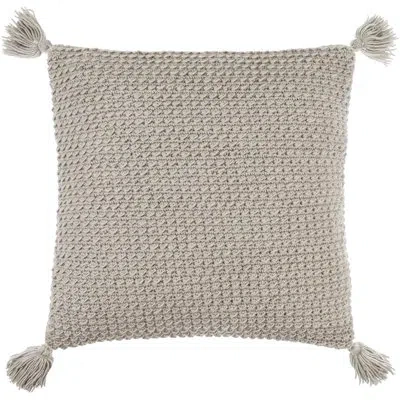Livabliss Makrome Wool Blend Reversible Pillow Cover In Gray