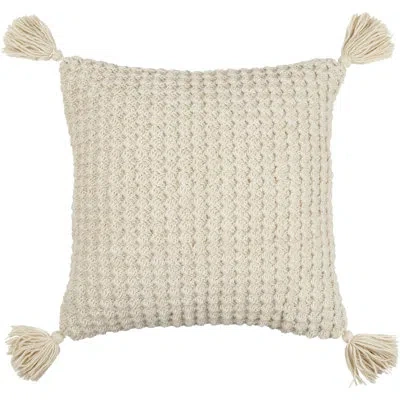 Livabliss Makrome Wool Blend Reversible Throw Pillow In Down Blend,white
