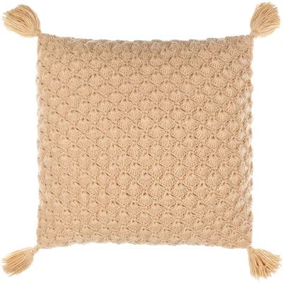 Livabliss Makrome Wool Blend Throw Pillow In Polyester,pink