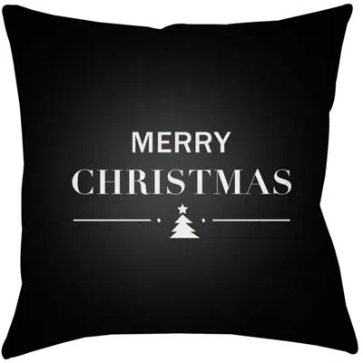 Livabliss Merry Holiday Indoor/outdoor Throw Pillow In Snow White;onyx
