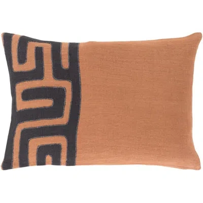 Livabliss Nairobi 100% Linen Lumbar Pillow Cover In Orange\black