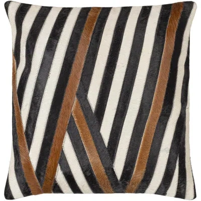 Livabliss Nashville Leather Throw Square Pillow Cover In Black;brown;gray
