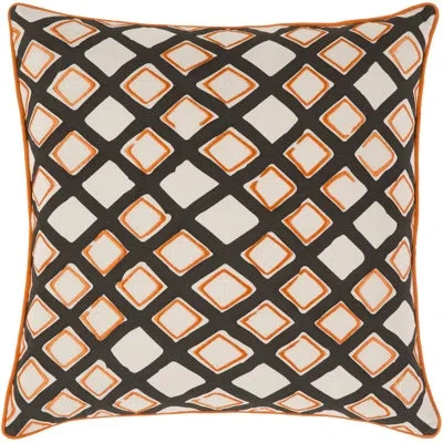 Livabliss Omo Cotton Geometric Throw Pillow In Saffron,cream,bright Orange