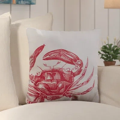 Livabliss Rain Charming Crab Indoor/outdoor Throw Pillow In Red;ice Blue