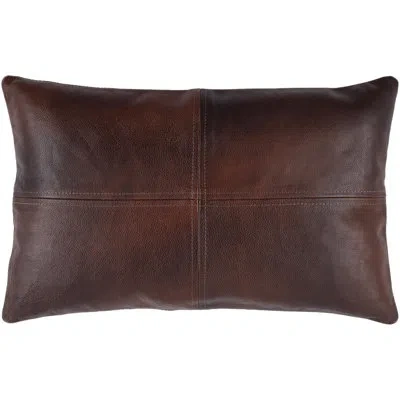 Livabliss Sheffield Leather Lumbar Rectangular Pillow Cover In Brown