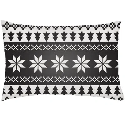 Livabliss Snowflake Sweater Indoor/outdoor Lumbar Pillow In Charcoal;ebony;snow