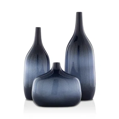 Livabliss Sparta Vase, Set Of 3 In Blue