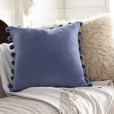 Livabliss Square Velvet Pillow Cover In Polyester,denim