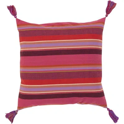 Livabliss Stadda Striped Cotton Pillow Cover In Bright Pink,burnt Orange,pillow Cover Only - No Insert