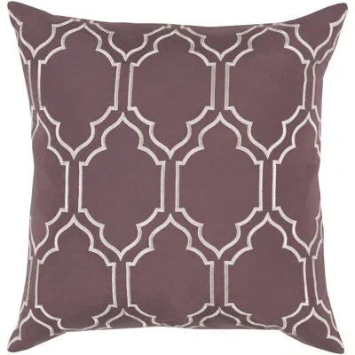 Livabliss Stamped 100% Linen Damask Throw Pillow Cover In Light Gray,plum