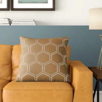 Livabliss Stamped Linen Geometric Throw Pillow Cover In Gray\brown