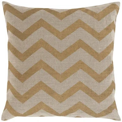 Livabliss Stamped Linen Throw Pillow In Metallic,brown,no Fill