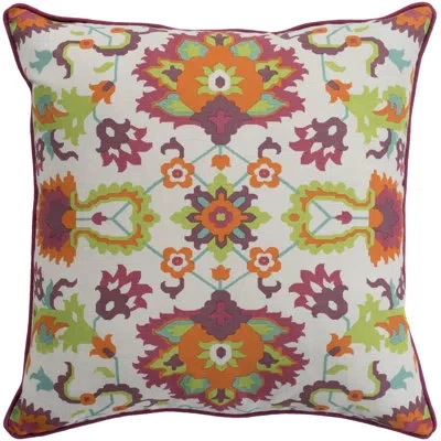 Livabliss Technicolor Cotton Floral Throw Pillow In Bright Orange,pillow Cover Only - No Insert