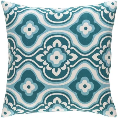 Livabliss Trudy 100% Cotton Throw Pillow In Teal,white,pillow Cover Only - No Insert