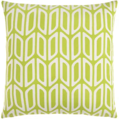 Livabliss Trudy Geometric Square Cotton Pillow Cover In Down,feather,chartreuse