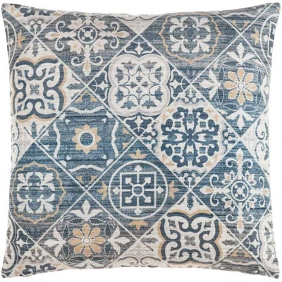 Livabliss Valla Square Pillow Cover And Insert In Navy,white,pillow Cover Only - No Insert