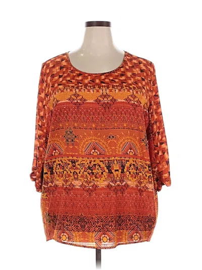 Pre-owned Live And Let Live 3/4 Sleeve Blouse In Orange