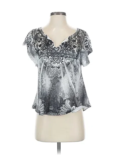 Pre-owned Live And Let Live Short Sleeve Blouse In Silver