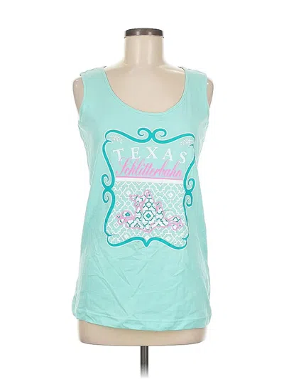 Pre-owned Live And Tell Tank Top Teal Sweetheart Neckline Tops In Blue