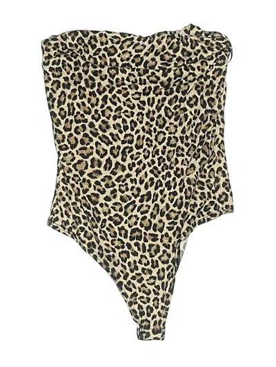 Pre-owned Live In The Moment Bodysuit In Tan