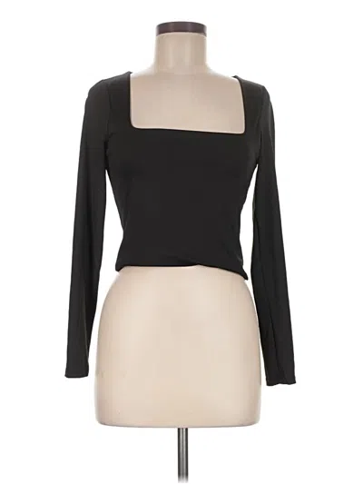 Pre-owned Live In The Moment Long Sleeve Top Black Square Neckline Tops