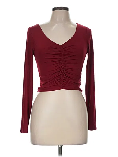 Pre-owned Live In The Moment Long Sleeve Top Burgundy Sweetheart Neckline Tops