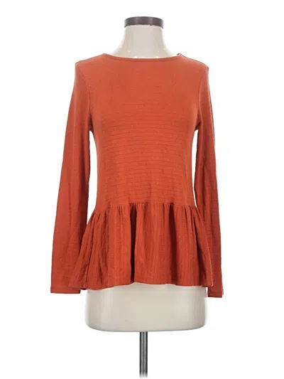 Pre-owned Live In The Moment Long Sleeve Top Orange Boatneck Tops