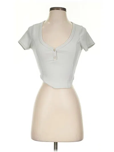 Pre-owned Live In The Moment Short Sleeve Henley Shirt In Gray