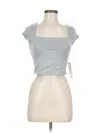 Live In The Moment Short Sleeve Top Gray Sweetheart Neckline Tops In Gray