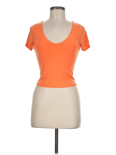 Pre-owned Live In The Moment Short Sleeve Top Orange Scoop Neck Tops